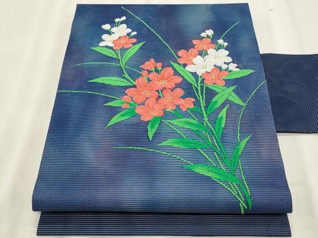 平和屋着物＊夏物　九寸名古屋帯　枝花文　金銀糸　正絹　逸品　CABL2298fb