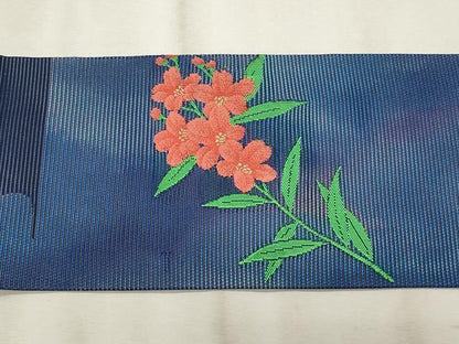 平和屋着物＊夏物　九寸名古屋帯　枝花文　金銀糸　正絹　逸品　CABL2298fb