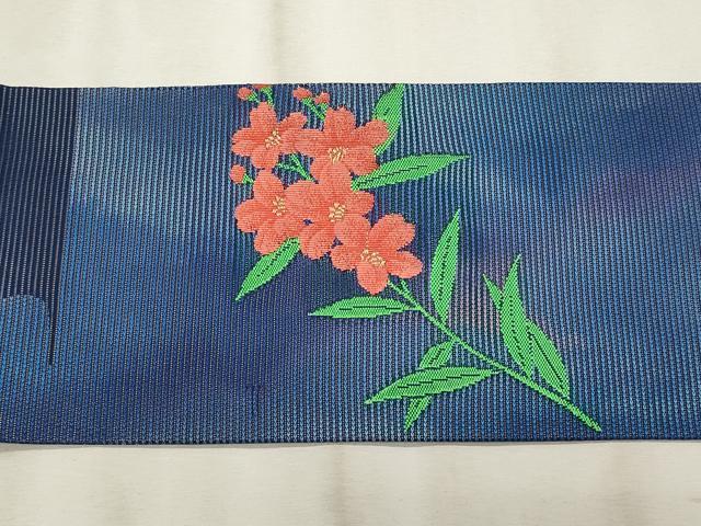 平和屋着物＊夏物　九寸名古屋帯　枝花文　金銀糸　正絹　逸品　CABL2298fb