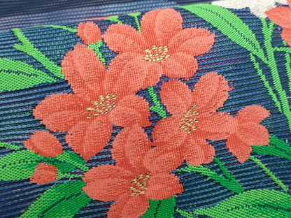 平和屋着物＊夏物　九寸名古屋帯　枝花文　金銀糸　正絹　逸品　CABL2298fb