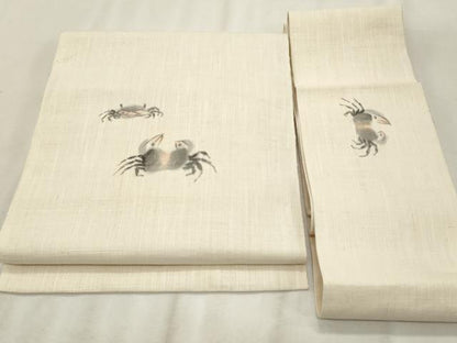平和屋着物＊夏物　つけ帯　作家物　蟹　正絹　逸品　CABL2302fb