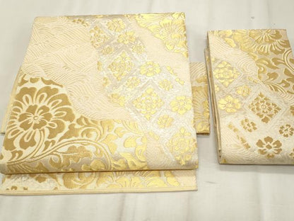 平和屋着物＊夏物　つけ帯　道長花文　金銀糸　正絹　逸品　CABL2304fb