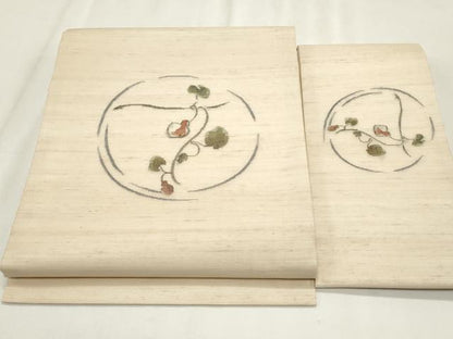 平和屋着物＊夏物　つけ帯　枝葉文　正絹　逸品　CABL2307fb