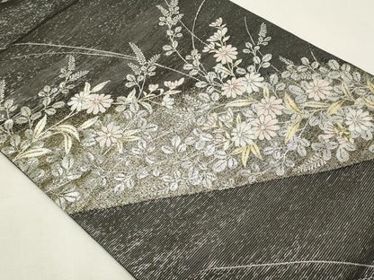 平和屋着物＊夏物　つけ帯　枝花文　金銀糸　正絹　逸品　CABL2308fb