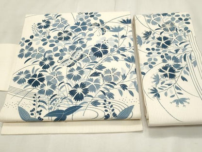 平和屋着物＊夏物　つけ帯　駒刺繍　流水枝花文　正絹　逸品　CABL2316fb