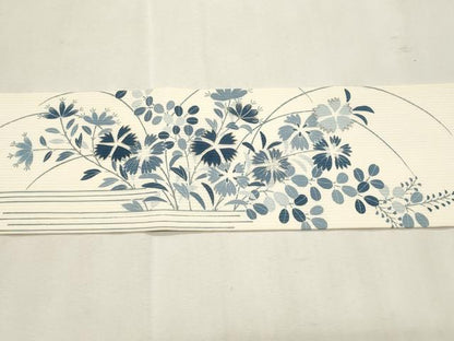 平和屋着物＊夏物　つけ帯　駒刺繍　流水枝花文　正絹　逸品　CABL2316fb
