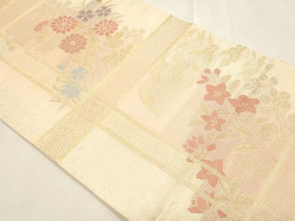 平和屋着物＊夏物　つけ帯　枝花文　金銀糸　正絹　逸品　CABL2318fb