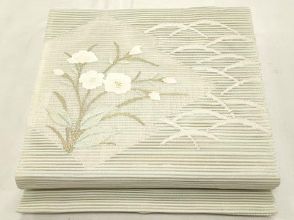 平和屋着物＊夏物　八寸名古屋帯　絽綴れ　枝花文　金銀糸　正絹　逸品　CABL2320fb