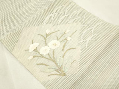 平和屋着物＊夏物　八寸名古屋帯　絽綴れ　枝花文　金銀糸　正絹　逸品　CABL2320fb