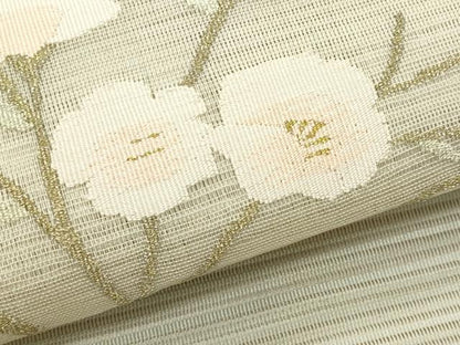 平和屋着物＊夏物　八寸名古屋帯　絽綴れ　枝花文　金銀糸　正絹　逸品　CABL2320fb