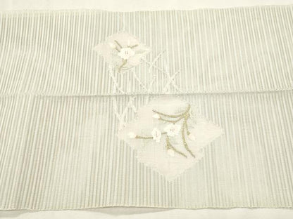 平和屋着物＊夏物　八寸名古屋帯　絽綴れ　枝花文　金銀糸　正絹　逸品　CABL2320fb