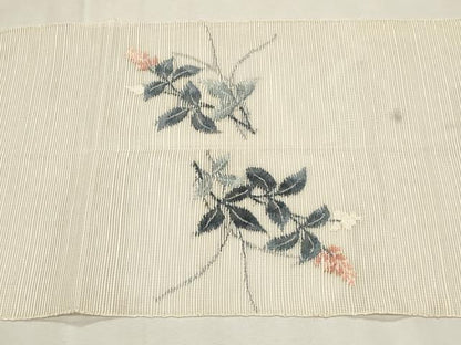 平和屋着物＊夏物　八寸名古屋帯　流水枝花文　正絹　逸品　CABL2323fb