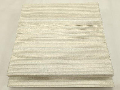 平和屋着物＊夏物　八寸名古屋帯　絽綴れ　横段文　銀糸　正絹　逸品　CABL2324fb