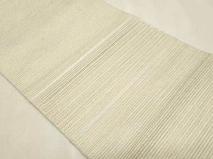 平和屋着物＊夏物　八寸名古屋帯　絽綴れ　横段文　銀糸　正絹　逸品　CABL2324fb