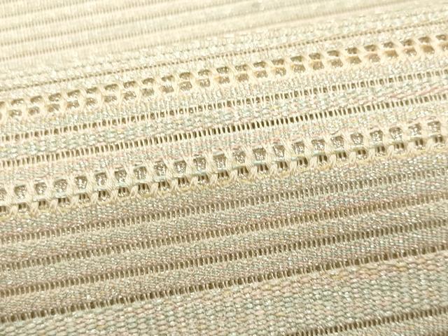平和屋着物＊夏物　八寸名古屋帯　絽綴れ　横段文　銀糸　正絹　逸品　CABL2324fb