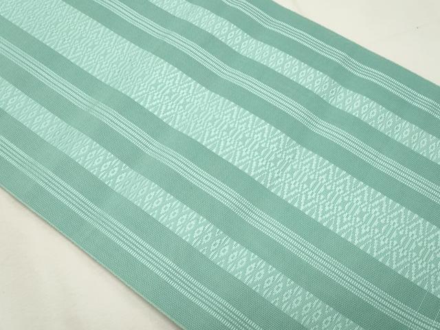 平和屋着物＊夏物　本場筑前博多織　八寸名古屋帯　紗献上　白群色　正絹　逸品　CABL2337fb