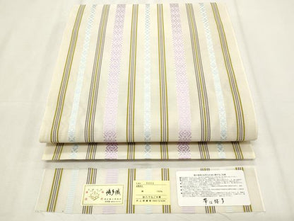 平和屋着物＊夏物　本場筑前博多織　八寸名古屋帯　紗献上　井上絹織謹製　博多金ラベル　証紙付き　正絹　逸品　CABL2340fb