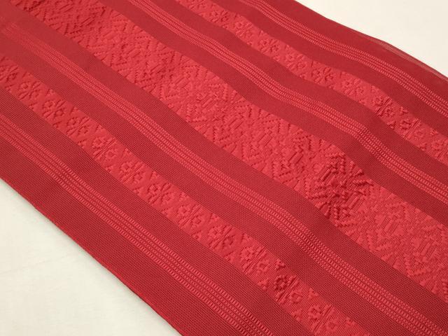 平和屋着物＊夏物　博多織　八寸名古屋帯　紗献上　赤色　CABL2352fb