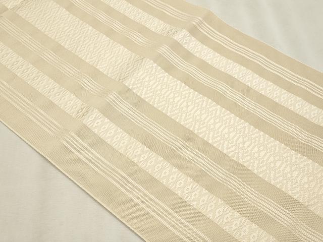 平和屋着物＊夏物　本場筑前博多織　八寸名古屋帯　紗献上　練色　正絹　逸品　CABL2373fb