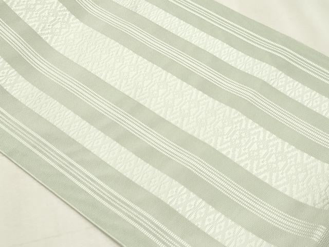平和屋着物＊夏物　本場筑前博多織　八寸名古屋帯　紗献上　青磁鼠色　正絹　逸品　CABL2377fb