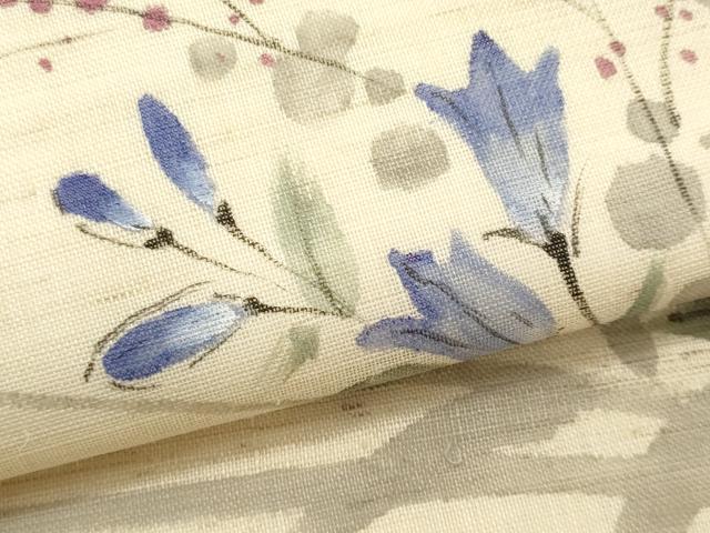 平和屋着物＊夏物　九寸名古屋帯　手描き　枝花文　麻　逸品　CABL2381fb