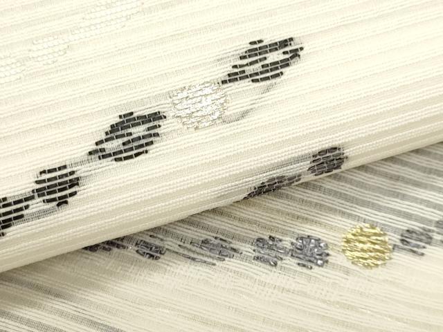 平和屋着物＊夏物　九寸名古屋帯　抽象文様　金銀糸　正絹　逸品　CABL2387fb