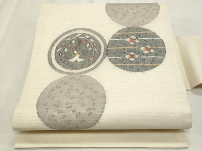 平和屋着物＊夏物　九寸名古屋帯　花丸文　正絹　逸品　CABL2390fb