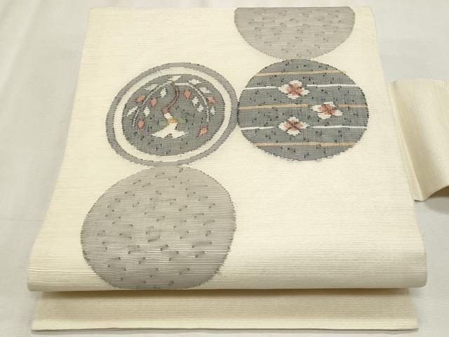 平和屋着物＊夏物　九寸名古屋帯　花丸文　正絹　逸品　CABL2390fb