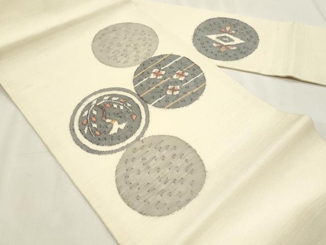 平和屋着物＊夏物　九寸名古屋帯　花丸文　正絹　逸品　CABL2390fb