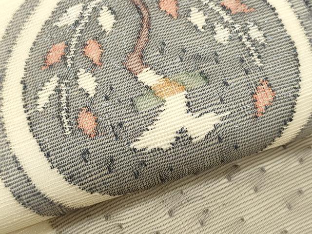 平和屋着物＊夏物　九寸名古屋帯　花丸文　正絹　逸品　CABL2390fb