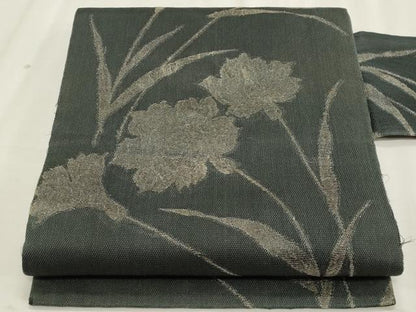 平和屋着物＊夏物　九寸名古屋帯　枝花文　正絹　逸品　CABL2392fb