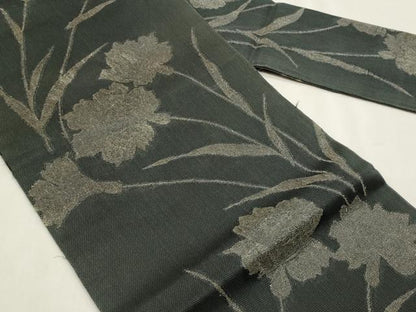 平和屋着物＊夏物　九寸名古屋帯　枝花文　正絹　逸品　CABL2392fb