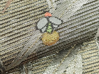 平和屋着物＊夏物　九寸名古屋帯　蛍　流水枝葉文　金銀糸　正絹　逸品　CABL2396fb
