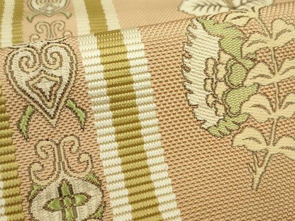 平和屋着物●本場筑前博多織　名古屋帯　反物　枝花文　証紙付き　逸品　未使用　CABL2402ju