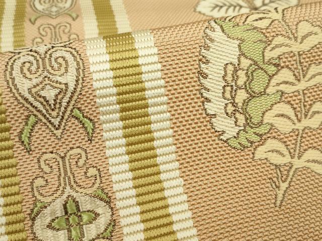 平和屋着物●本場筑前博多織　名古屋帯　反物　枝花文　証紙付き　逸品　未使用　CABL2402ju