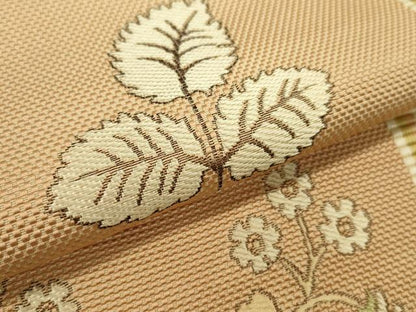 平和屋着物●本場筑前博多織　名古屋帯　反物　枝花文　証紙付き　逸品　未使用　CABL2402ju