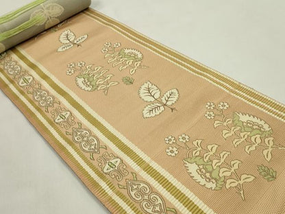 平和屋着物●本場筑前博多織　名古屋帯　反物　枝花文　証紙付き　逸品　未使用　CABL2402ju