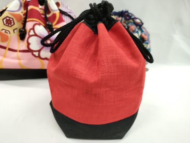 平和屋着物▼和装小物　和装バッグ　巾着まとめて５点　吉祥花文　モダン　縮緬　紬地　金彩　浴衣　袴　逸品　CABL2430ju