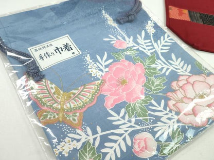 平和屋着物▼和装小物　和装バッグ　巾着まとめて５点　螺鈿　桜　花蝶文　浴衣　袴　未使用あり　逸品　CABL2431ju