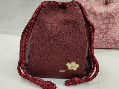 平和屋着物▼和装小物　和装バッグ　巾着まとめて５点　螺鈿　桜　花蝶文　浴衣　袴　未使用あり　逸品　CABL2431ju