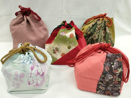 平和屋着物▼和装小物　和装バッグ　巾着まとめて５点　辻ヶ花　更紗花文　地紙仕覆文　金彩　浴衣　逸品　CABL2433ju