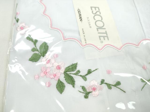 平和屋着物▼和装小物　割烹着まとめて５点　刺繍　レース　花　白　80cm　85cm　逸品　未使用　CABL2483ju