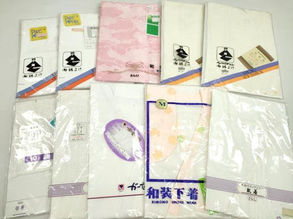 平和屋着物▼和装小物　和装肌着まとめて10点　肌襦袢　裾除け　レース袖　Ｍサイズ　さんび謹製　逸品　未使用　CABL2490ju