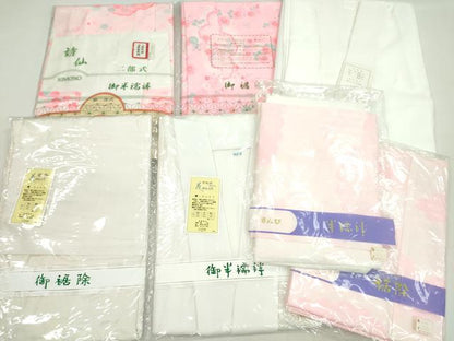 平和屋着物▼和装小物　和装肌着まとめて７点　長襦袢　半襦袢　裾除け　二部式　絽　麻の葉柄　サイズ混合　未使用多数　逸品　CABL2494ju