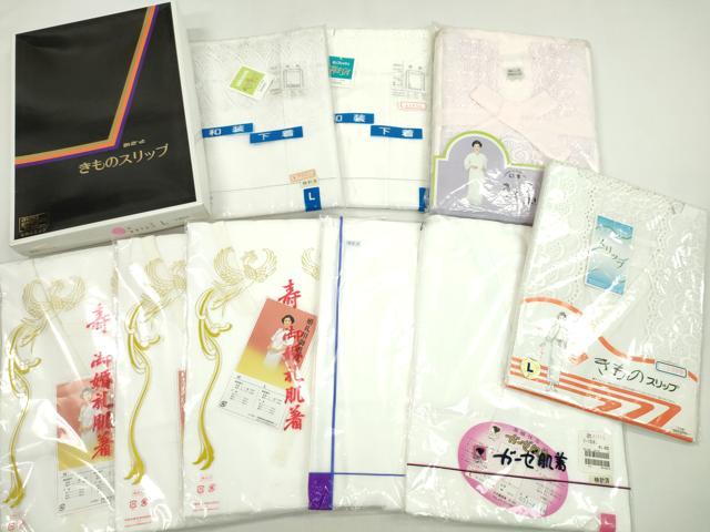 平和屋着物▼和装小物　和装肌着まとめて10点　肌襦袢　裾除け　着物スリップ　Ｌサイズ　未使用多数　逸品　CABL2510ju