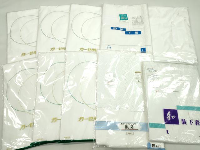 平和屋着物▼和装小物　和装肌着まとめて10点　肌襦袢　裾除け　着物スリップ　Ｌサイズ　逸品　未使用　CABL2511ju