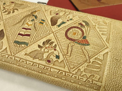 平和屋着物▼和装小物　和装バッグまとめて４点　ハンドバッグ　壁画文様　枝花文　本皮　クラッチ　逸品　CABL2517ju