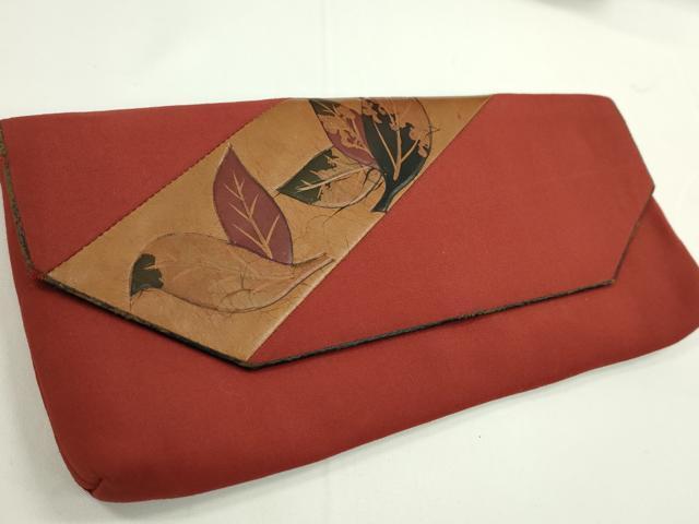 平和屋着物▼和装小物　和装バッグまとめて４点　ハンドバッグ　壁画文様　枝花文　本皮　クラッチ　逸品　CABL2517ju