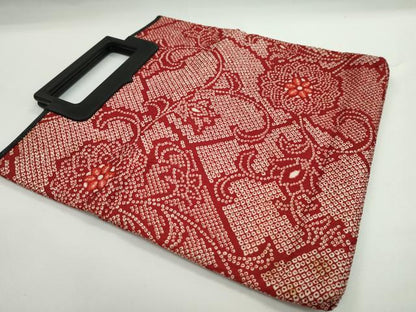 平和屋着物▼和装小物　和装バッグまとめて３点　ハンドバッグ　鹿の子花文　青　赤　未使用あり　逸品　CABL2518ju