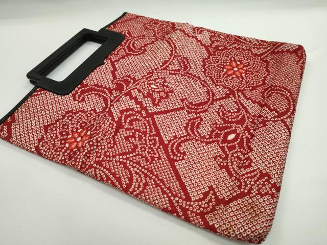 平和屋着物▼和装小物　和装バッグまとめて３点　ハンドバッグ　鹿の子花文　青　赤　未使用あり　逸品　CABL2518ju